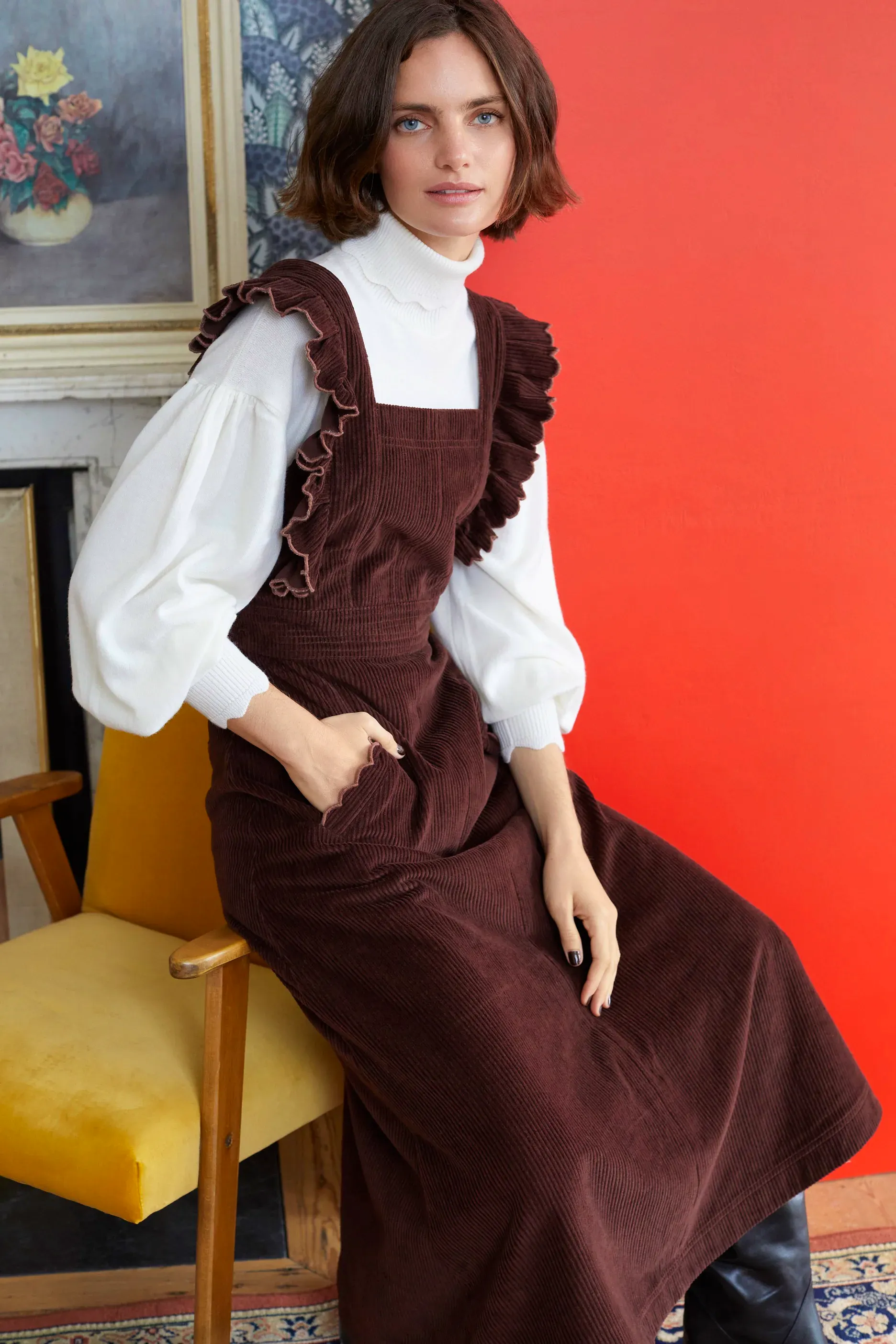 Seraphina London The Pocket Pinafore Bracken Brown, NOW £128