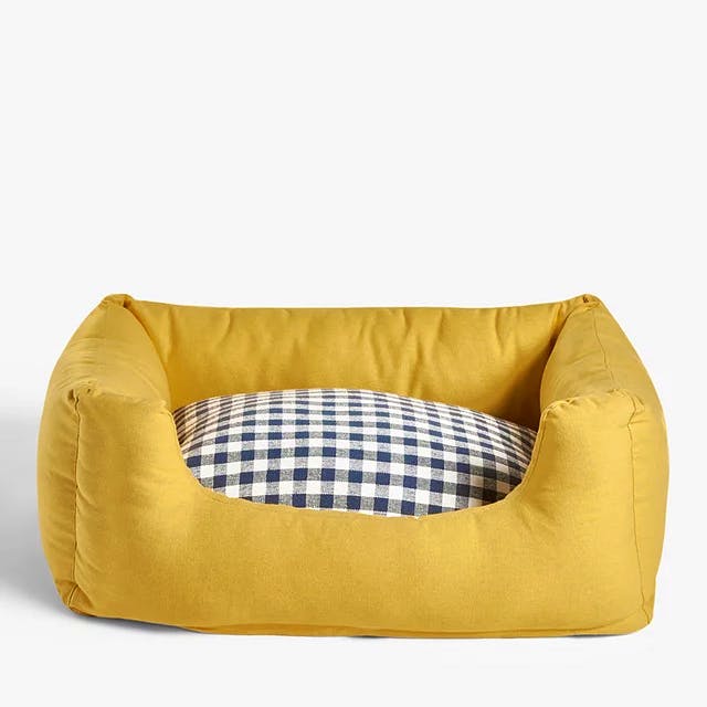 John Lewis Gingham Pet Bed, Yellow, Small, £32