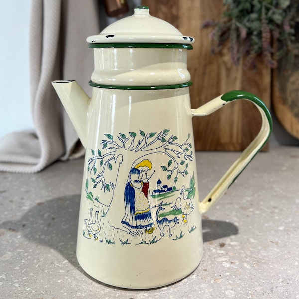 Hiraeth Village Vintage French Enamel Coffee Pot, £38
