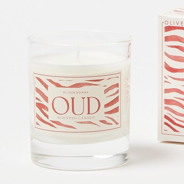 Oliver Bonas Leather & Oud Candle, £22.50