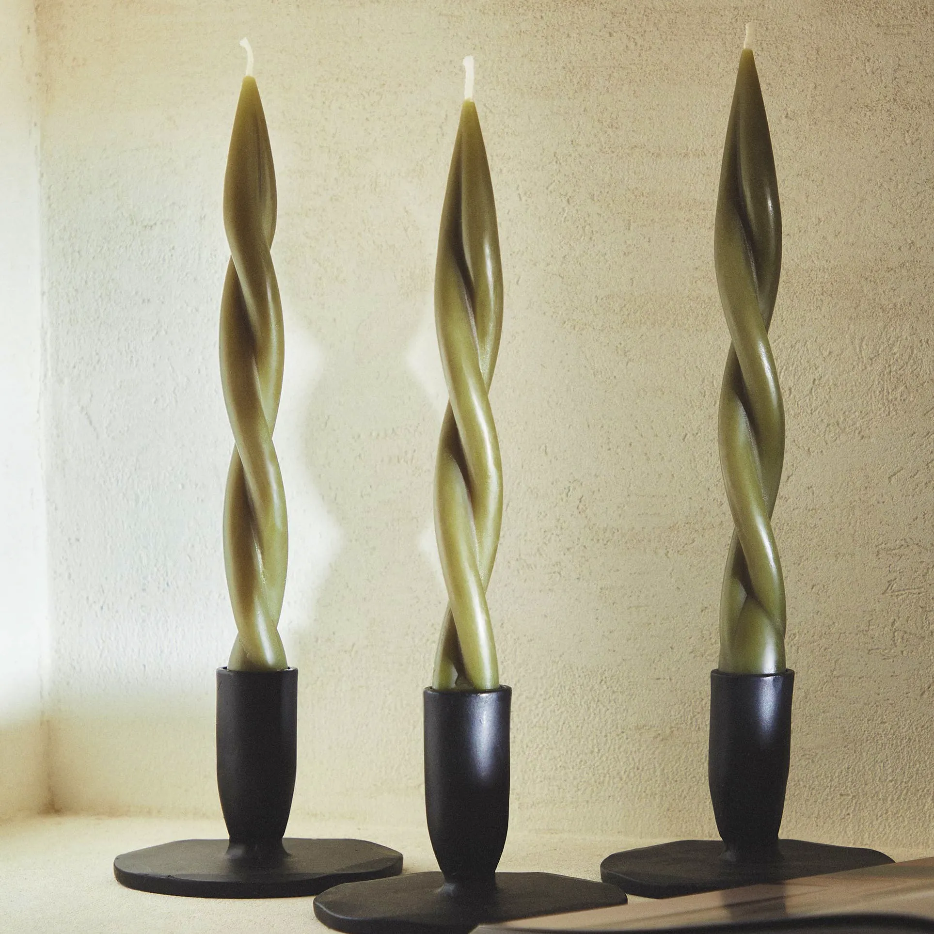 Zara Green Spiral Candle, £11