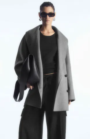 Oversized Shawl-Collar Wool Jacket