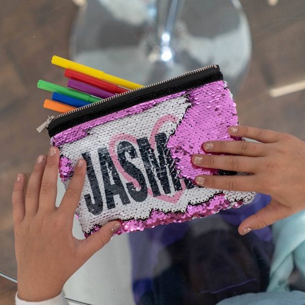Not On The High Street Personalised Sequin Pencil Case or Make Up Bag, £14.95