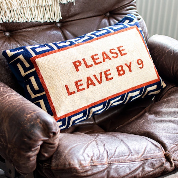 The Pillow Drop Please Leave By 9 Cushion, £60
