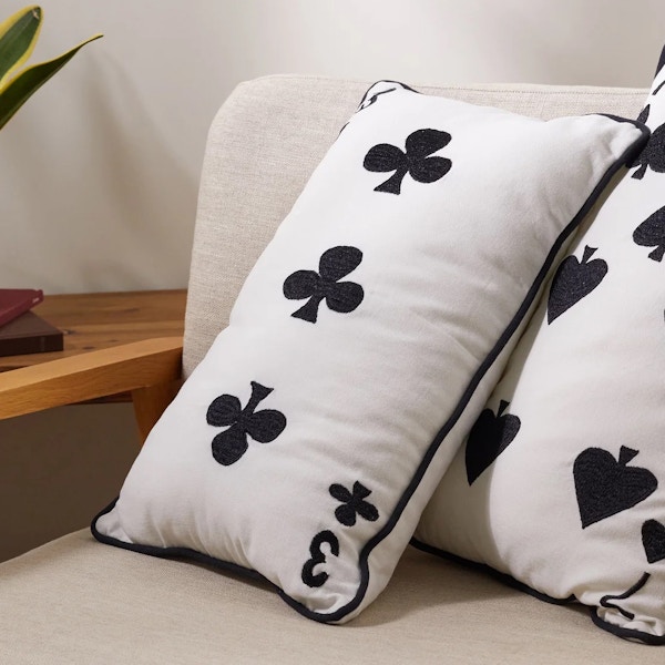 Les Ottomans Playing Card Embroidered Cotton Cushion, £50