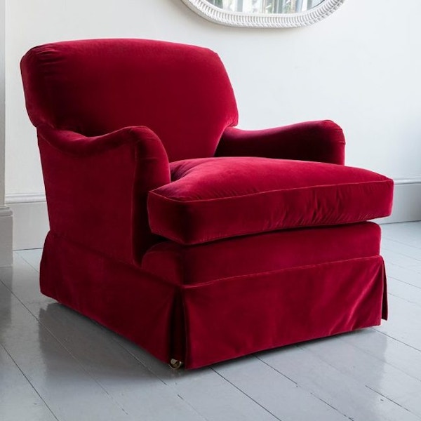 Howe London Petite Labrador Red Velvet Armchair, POA