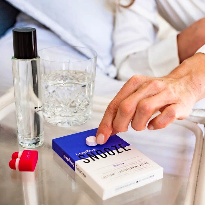 Leapfrog Remedies Leapfrog SNOOZE chewable tablets support the nervous system with Lactium® & Lactoferrin (sourced from cow’s milk) and Vitamin B6. £34.99