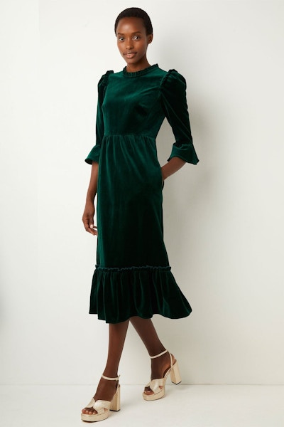 Wyse London Harri Velvet Dress - Forest Green, £325