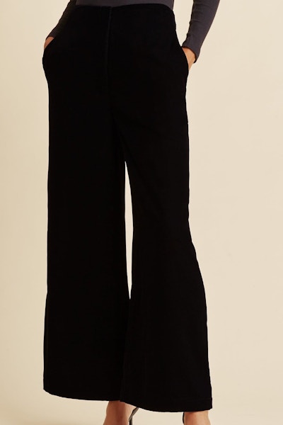 Albaray Black Velvet Wide Leg Trousers, NOW £65