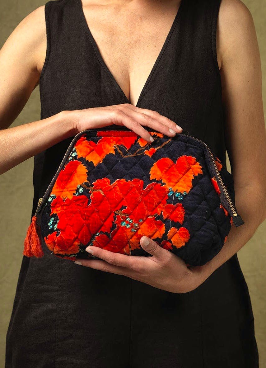 Blue Water Velvet Pouch, £32