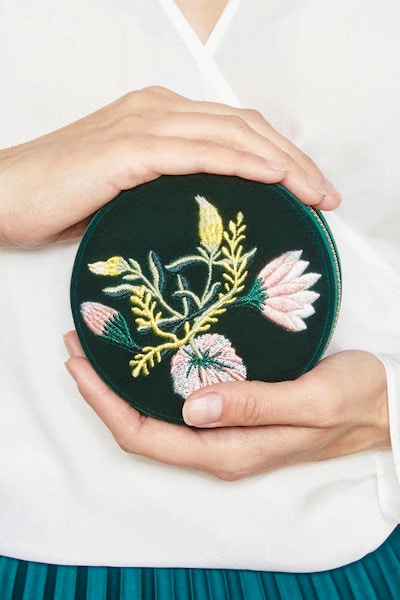 Greeks Bearing Gifts Zoe Velvet Travel Jewellery Case in Green, £125