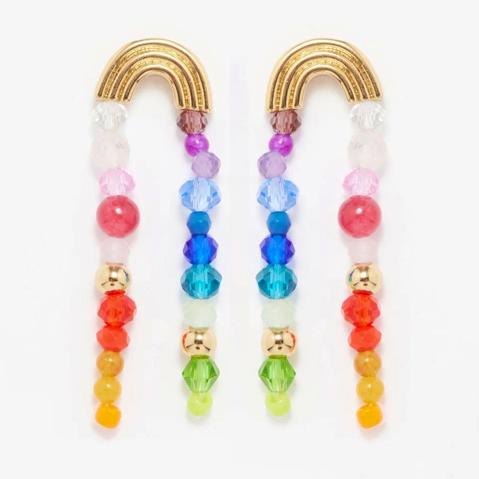 Anni Lu Double Rainbow Beaded 18kt Gold-Plated Earrings, £85