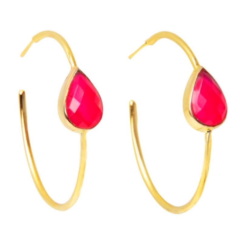 Yaa Yaa London Spring Life Hot Pink Gemstone Hoop Earrings, £39
