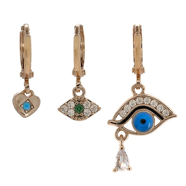 Ebru Jewelry Evil Eye Trio Earring Set – Gold, NOW £161