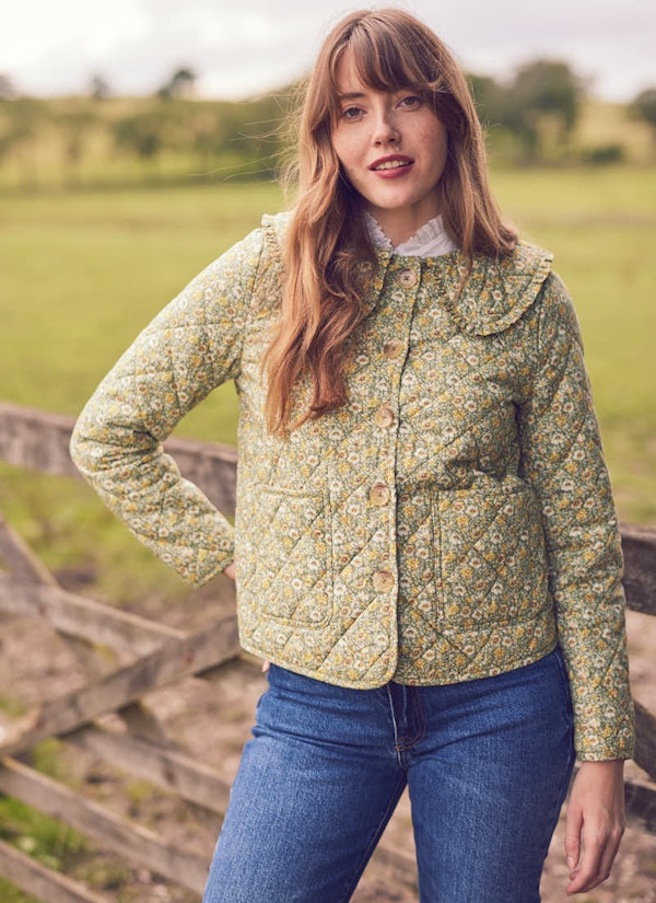 Laura Ashley X Joanie - Elin Gracie Floral Print Quilted Jacket - Green 