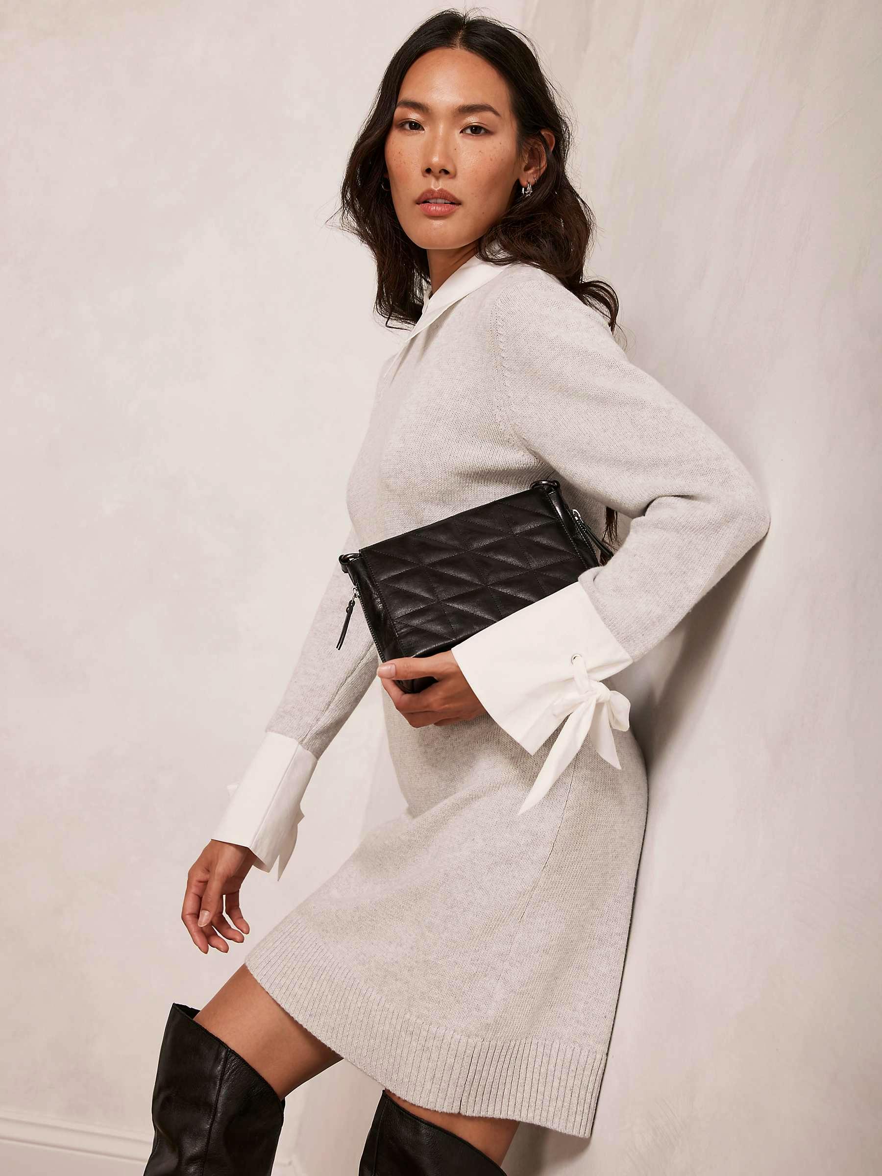 Mint Velvet Cashmere Blend Mini Jumper Shirt Dress, Light Grey £119