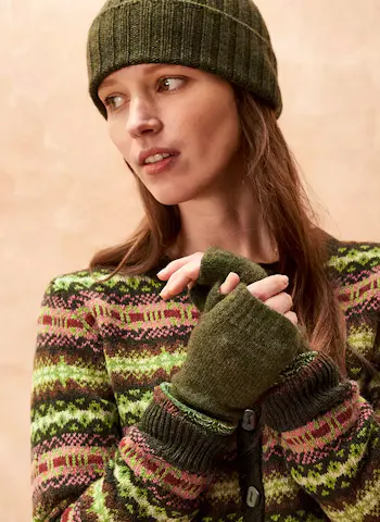 Brora Cashmere Hand Warmer Gloves, Sorrel