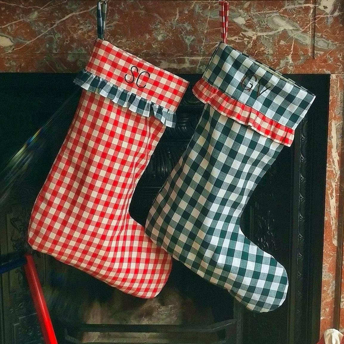 Etsy Large Handmade Bespoke Christmas Gingham Stockings, £50
