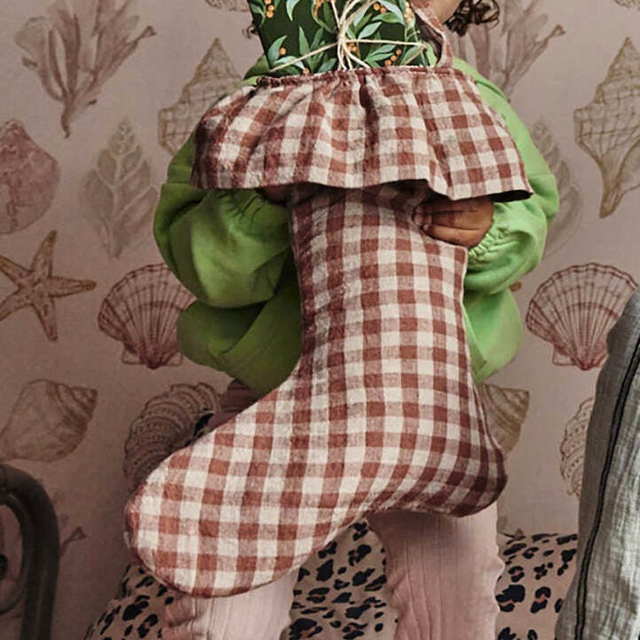 Not On The High Street Ruffled Stocking In Rose Gingham, £40