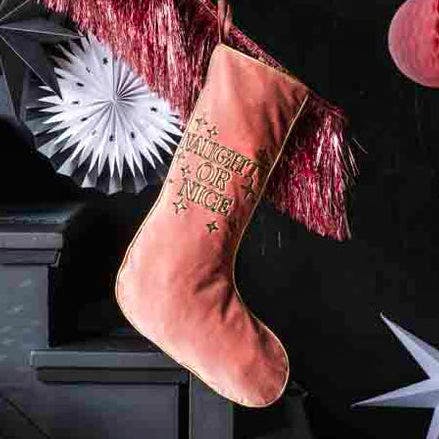 Rockett St George Pink Naughty Or Nice Velvet Christmas Stocking, £25