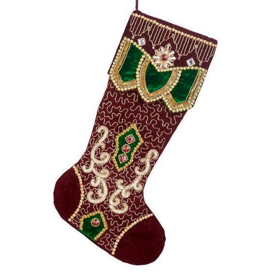 Fortnum & Mason Burgundy Embellished Fur Stocking, £95