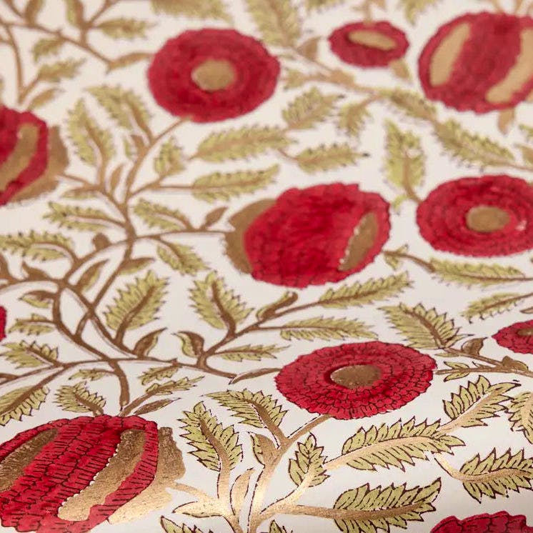 King’s Framers Marigold Glitz Scarlet Hand Block Printed Wrapping Paper, £4.10