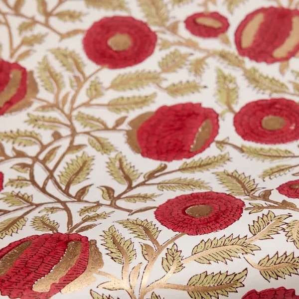 King’s Framers Marigold Glitz Scarlet Hand Block Printed Wrapping Paper, £4.10