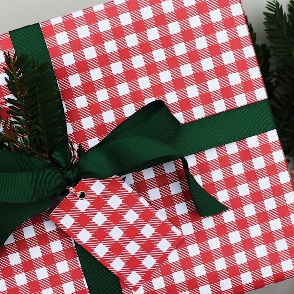 Nancy & Betty Red Gingham Christmas Wrapping Paper, £9.95