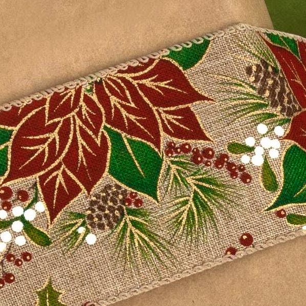 Hobbycraft Poinsettia Wire Edge Ribbon, £4.80