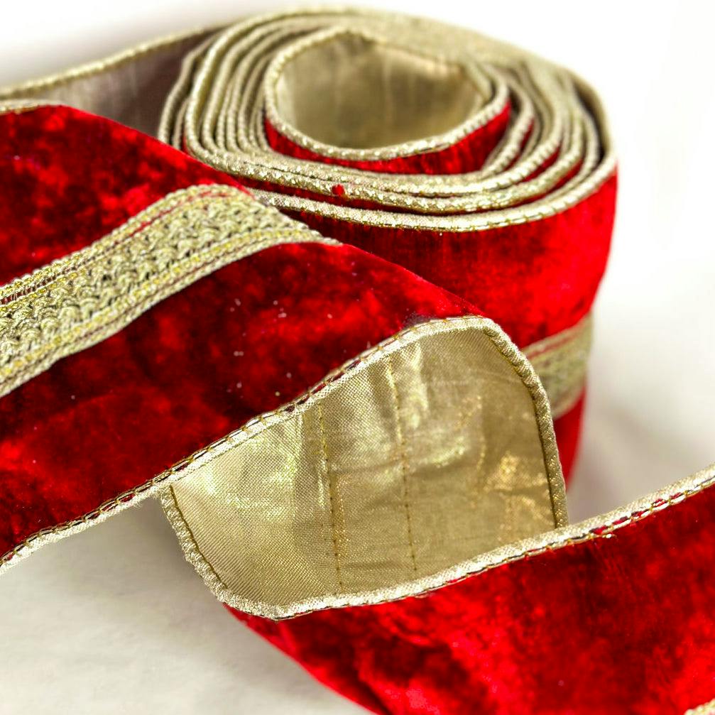 A Bauble Affair Luxury Red & Gold Wired Wide Ribbon, £35