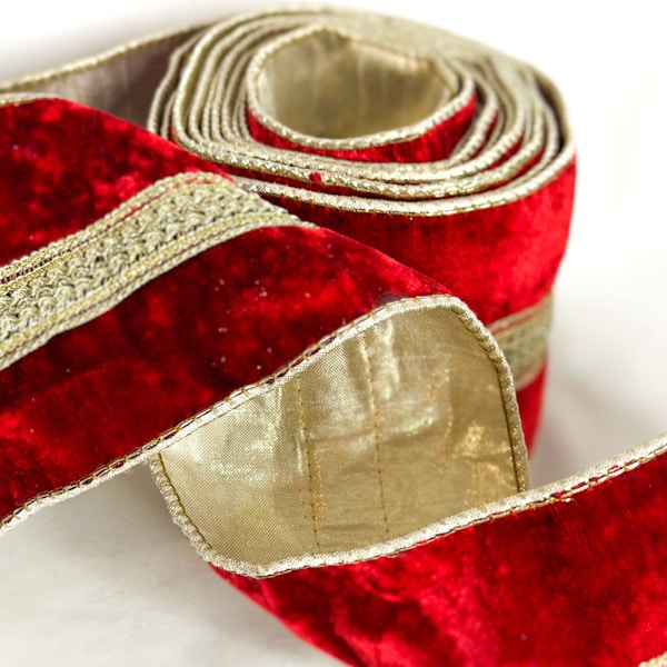 A Bauble Affair Luxury Red & Gold Wired Wide Ribbon, £35