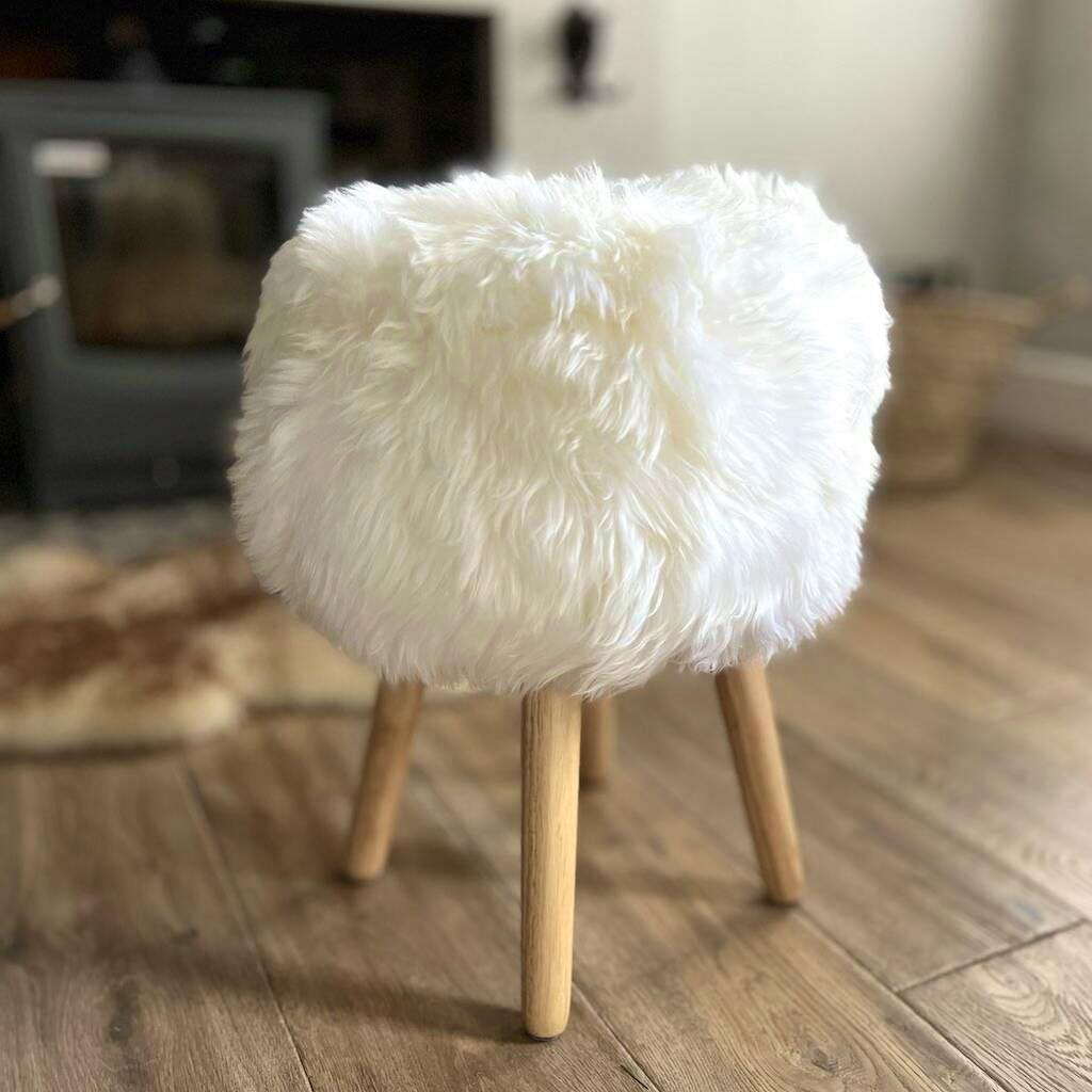 Not On The High Street Ivory Sheepskin Stool, £139