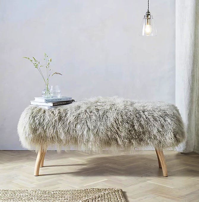 The White Company Tibetan Sheepskin Bench, £695