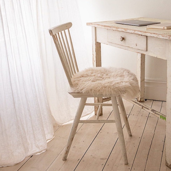 The Small Home Luxury Sheepskin Seat Pad – Pure Ivory, £35