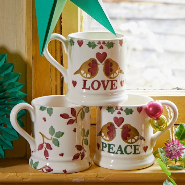 Emma Bridgewater Christmas Joy Set Of 2 1/2 Pint Mugs Boxed, £50, NOW £37.50