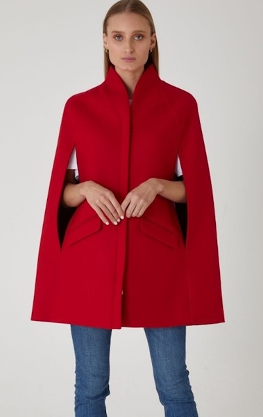 Allora Chelsea Wool Cashmere Cape – Red, £680