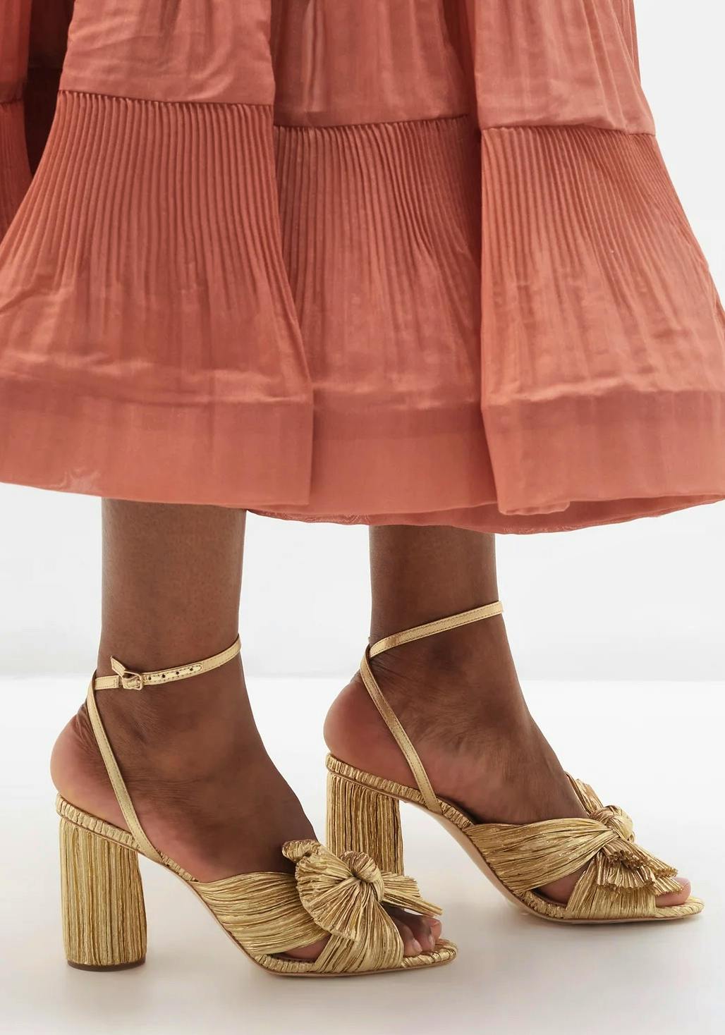Loeffler Randall Camellia 90 Pleated-Lamé Sandals, £335