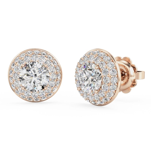 Diamond Earrings A beautiful pair of three tier halo lab grown diamond earrings in 18ct rose gold, from £1,354
