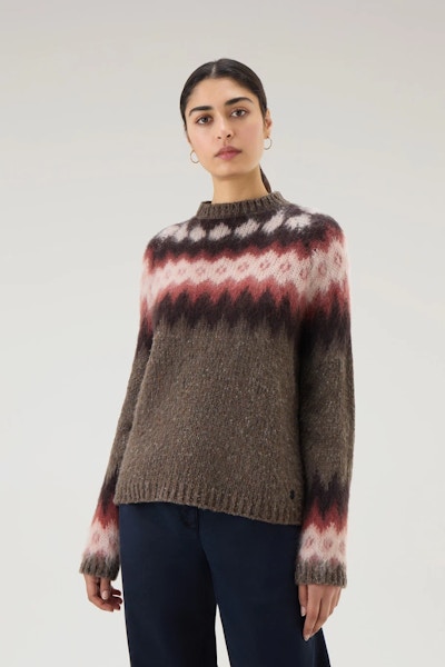 Woolrich Fair Isle Pullover in Wool and Mohair Blend, £270