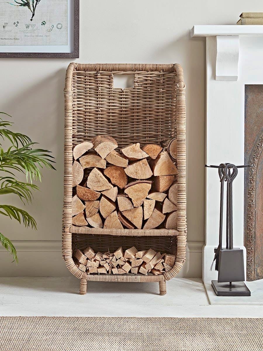 Cox & Cox Tall Rattan Log & Kindling Trolley, £295