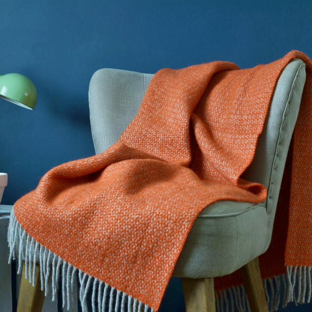 The British Blanket Co Orange And Grey Windmill Small Blanket, £47.99
