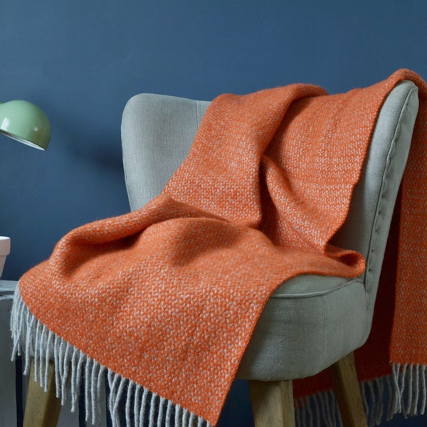 The British Blanket Co Orange And Grey Windmill Small Blanket, £47.99