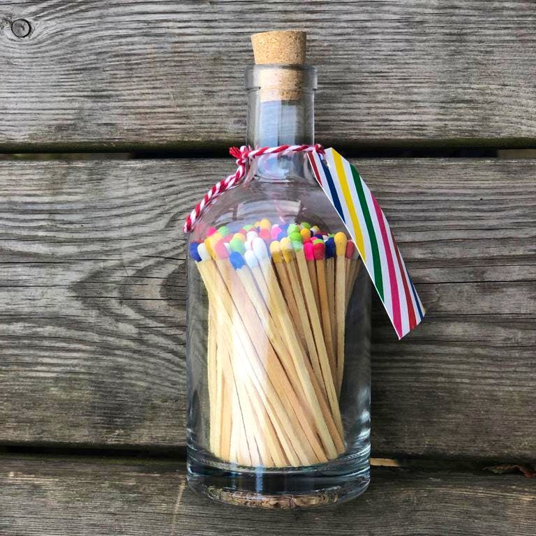 Clean Candle Company Deluxe Natural Matches with Multicolour Heads in a Glass Jar, £12