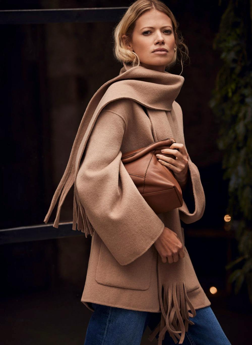 Mint Velvet Camel Wool Blend Scarf Coat, £229