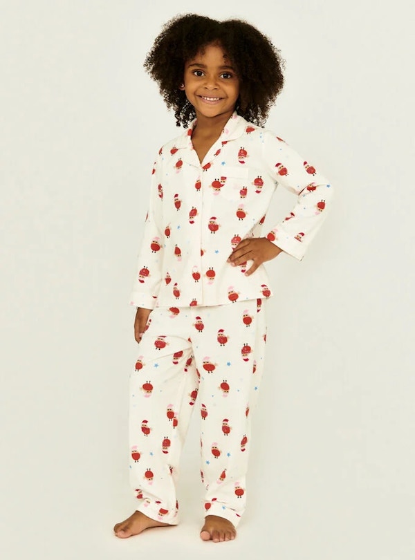 Kids Fleece Robin Pyjamas In A Bag - Ivory Mix 