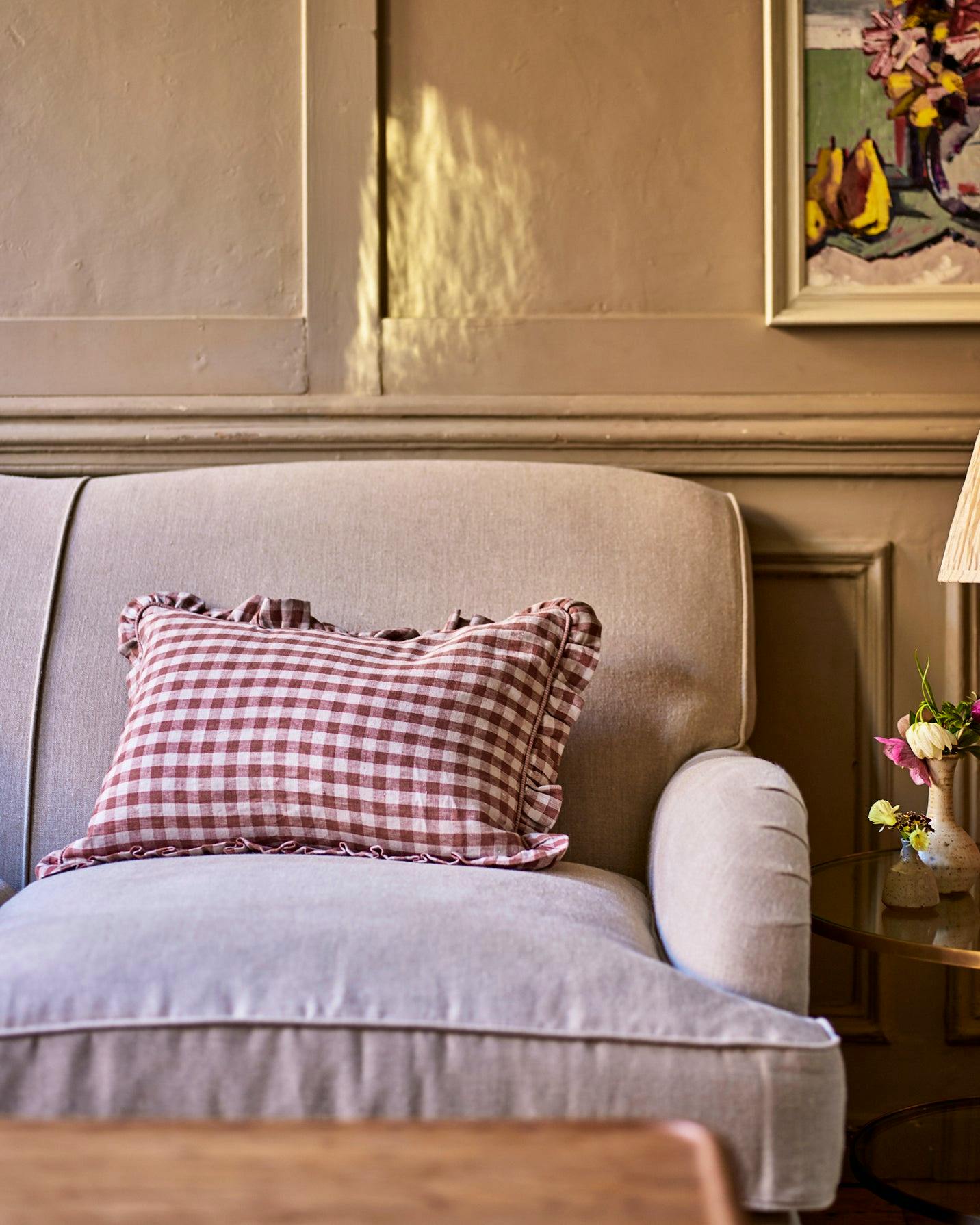 Tilly Gingham Frill Cushion £69