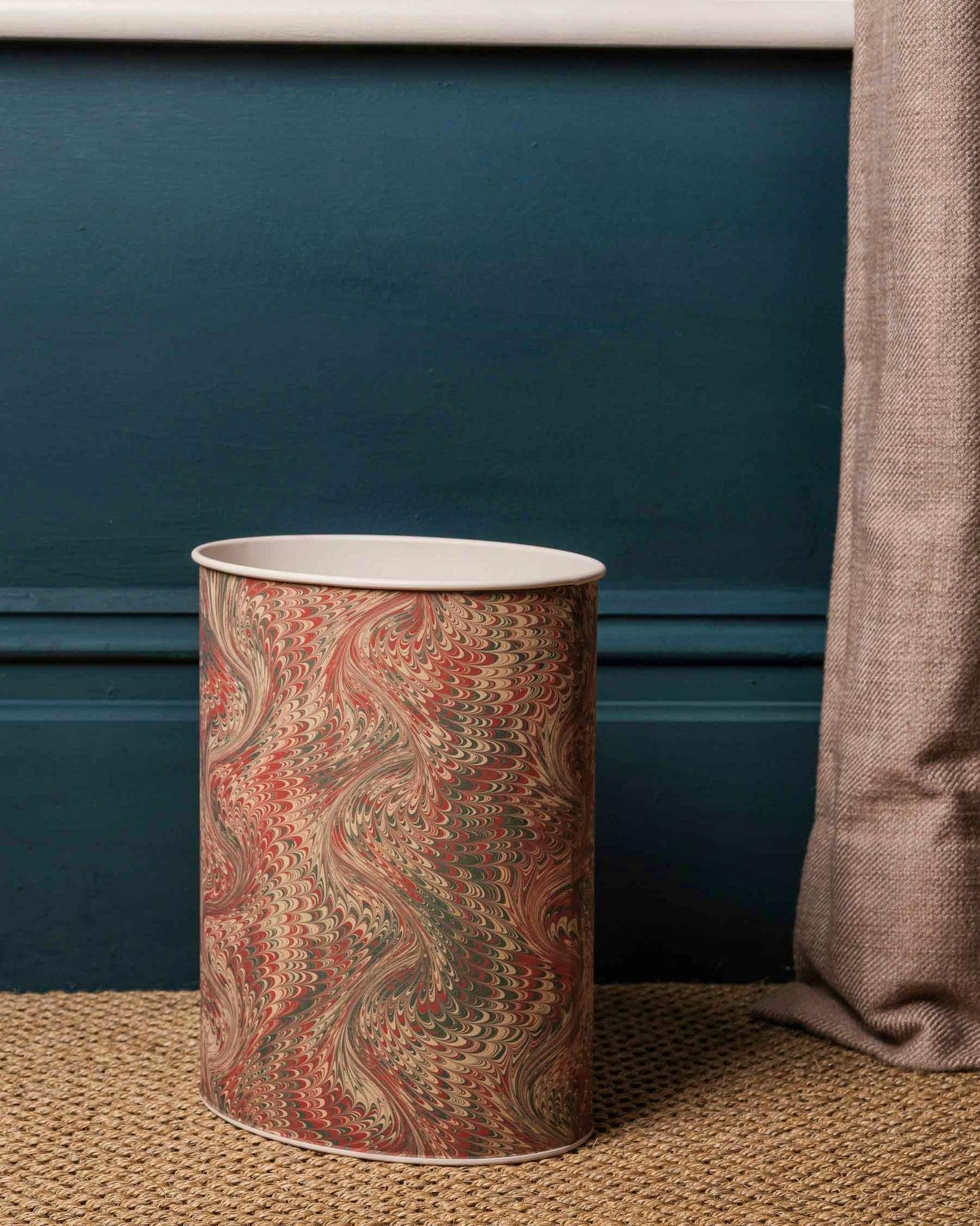 Felicity Hand-Marbled Pink Wastepaper Bin £125