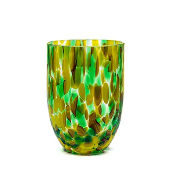Yellow And Green Confetti Glass Tumbler