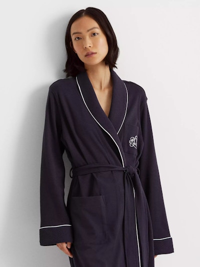 Ralph Lauren Quilted Collar Dressing Gown, Navy, £79.20