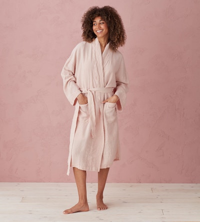 Secret Linen Store Blush Pink Layla 100% Linen Robe, £92 (Was £115)